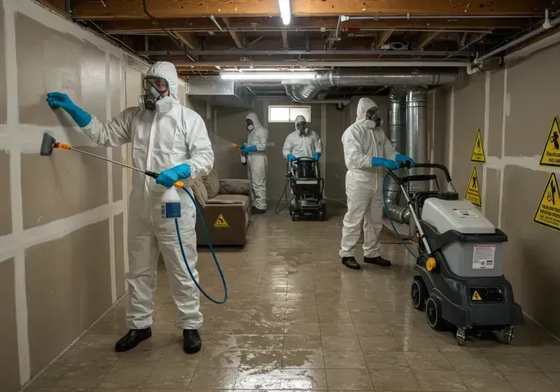 Basement Moisture Removal and Structural Drying process in Shady Shores, TX